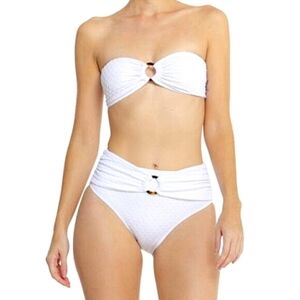 NWT CABANA DEL SOL Women's White Textured Belted Bikini Set Size Large